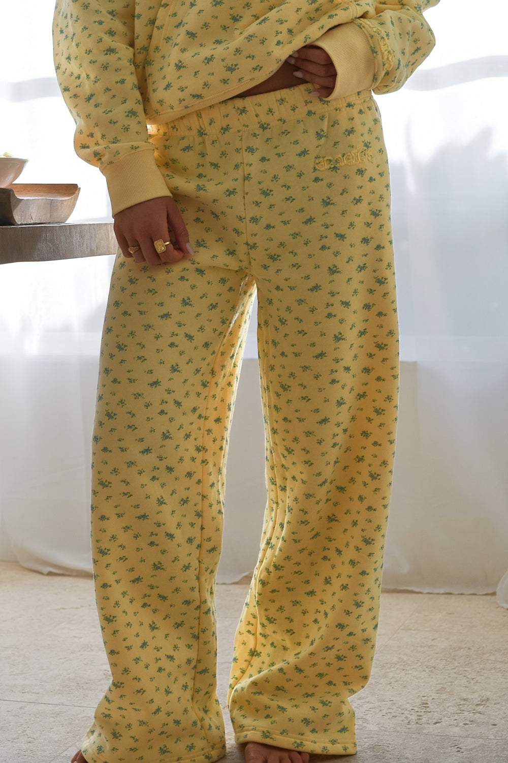 Floral Blooms Sweatpants - Daisy
