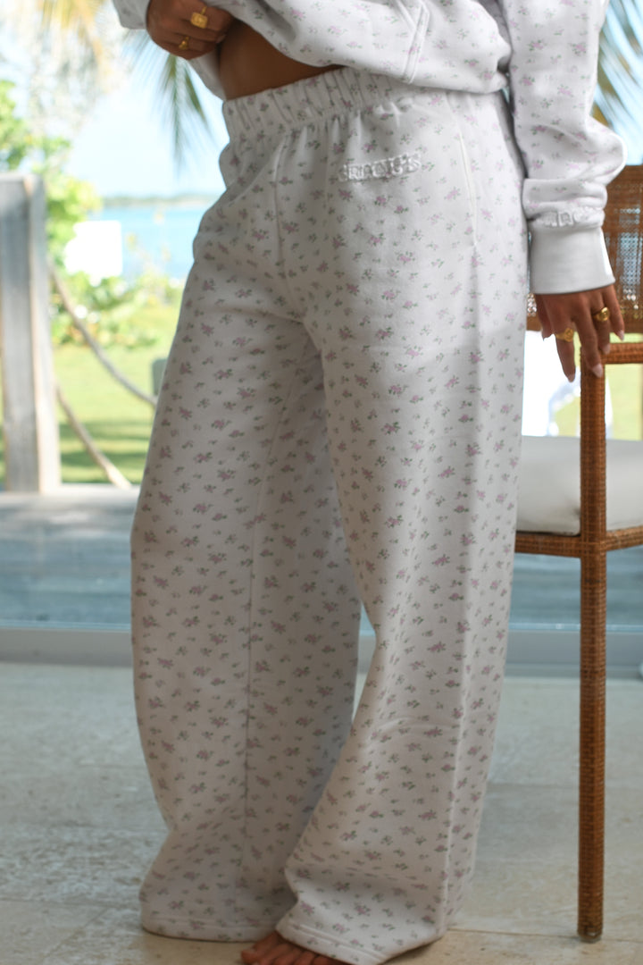 Floral Blooms Sweatpants - Magnolia