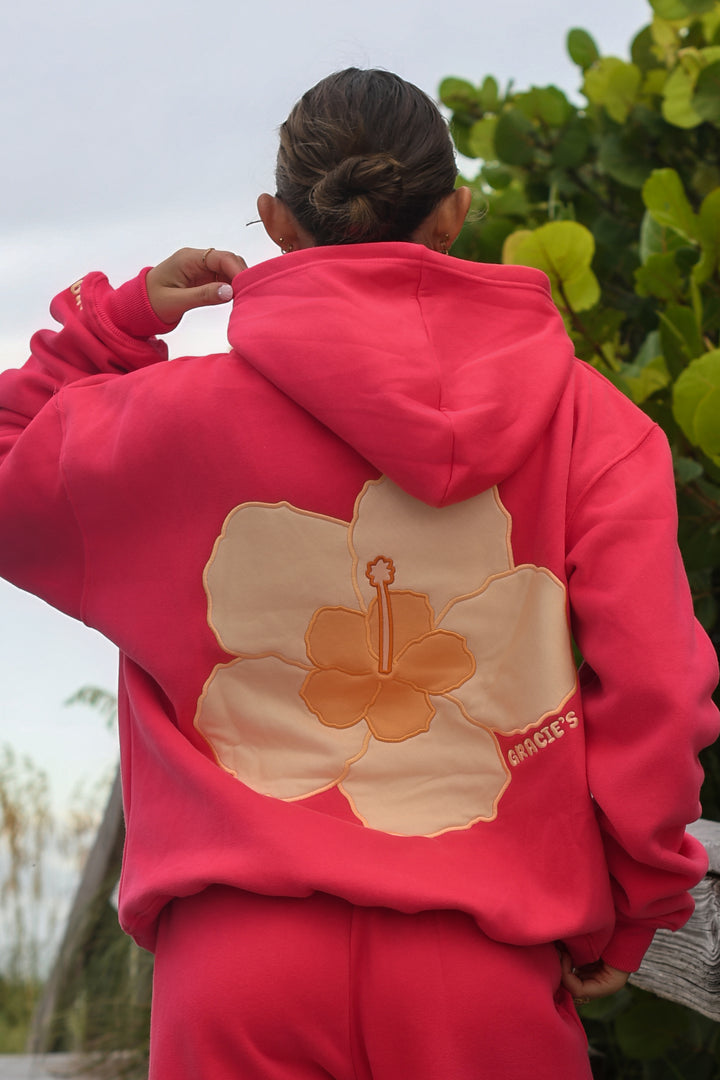 Coral Hibiscus Hoodie