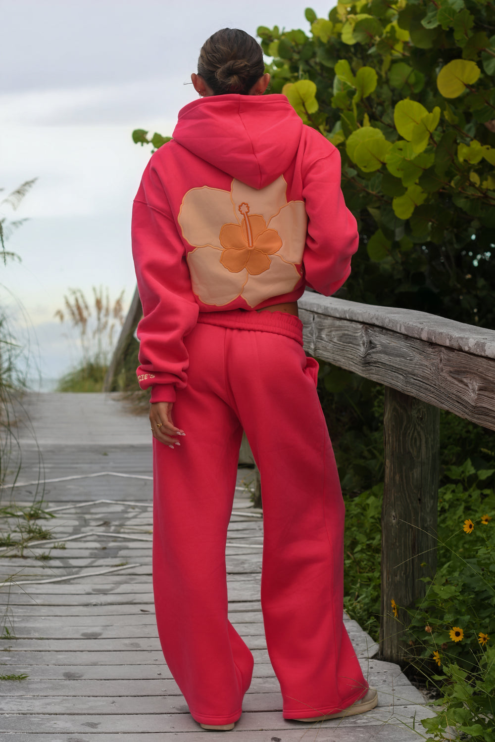 Coral Hibiscus Sweatpants
