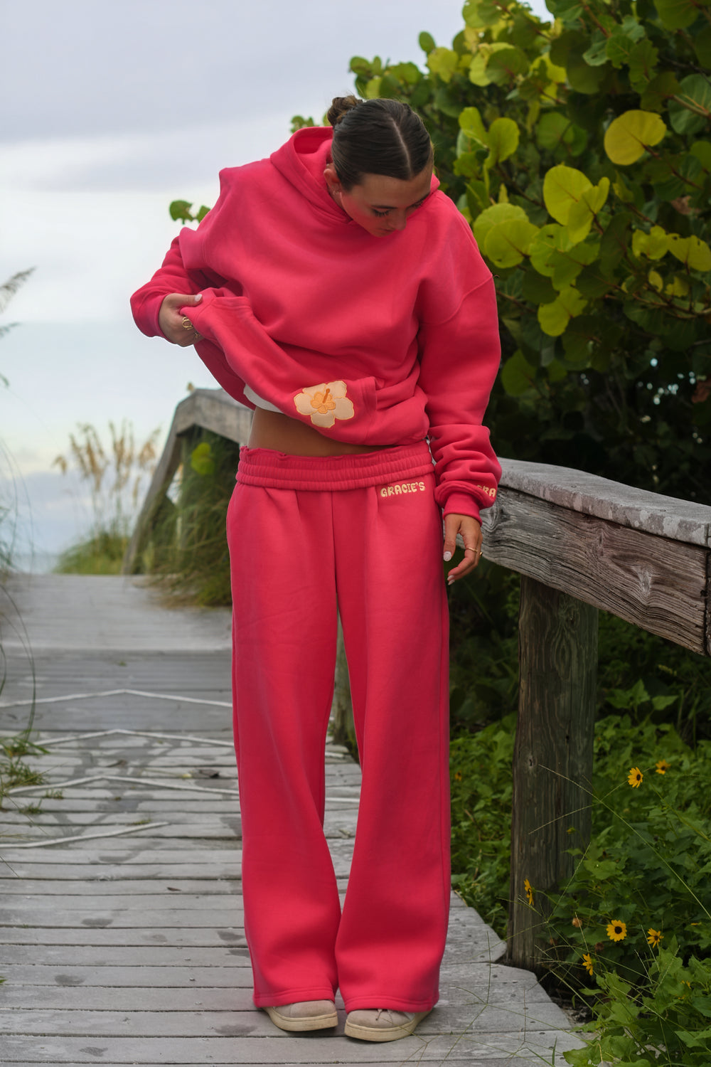 Coral Hibiscus Sweatpants