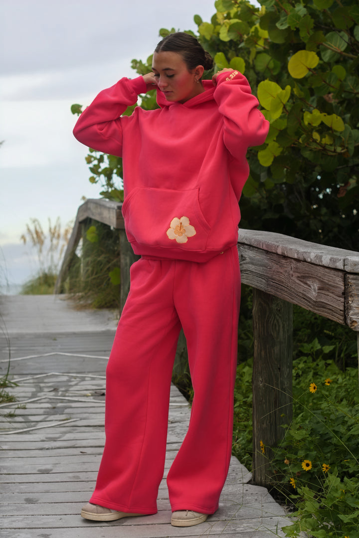 Coral Hibiscus Sweatpants