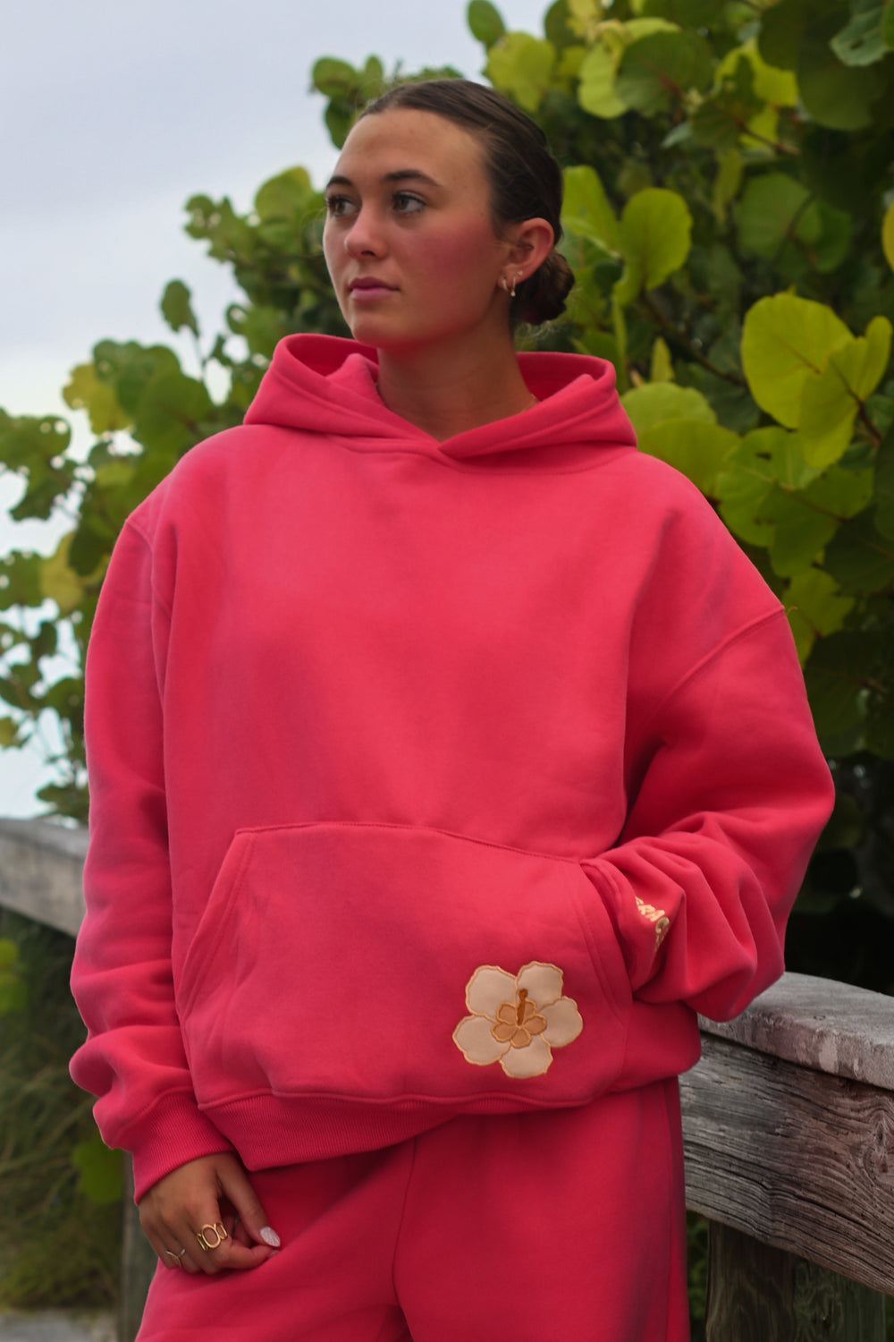 Coral Hibiscus Hoodie