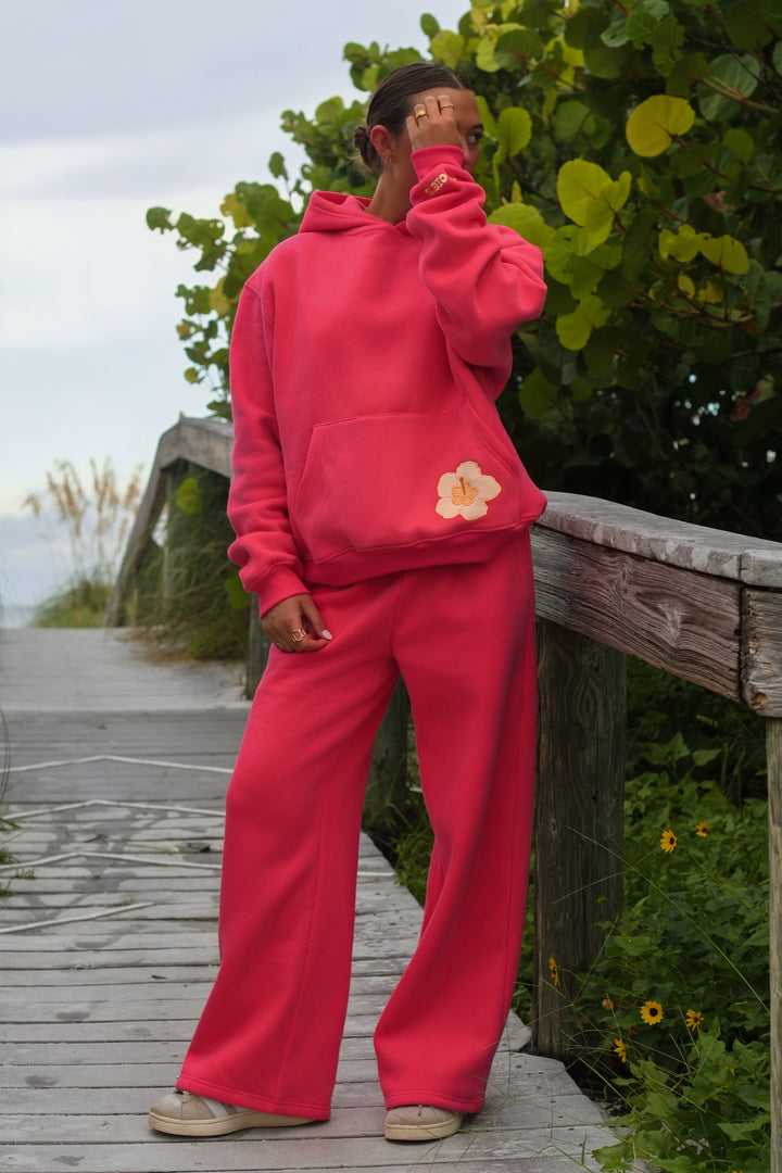 Coral Hibiscus Sweatpants