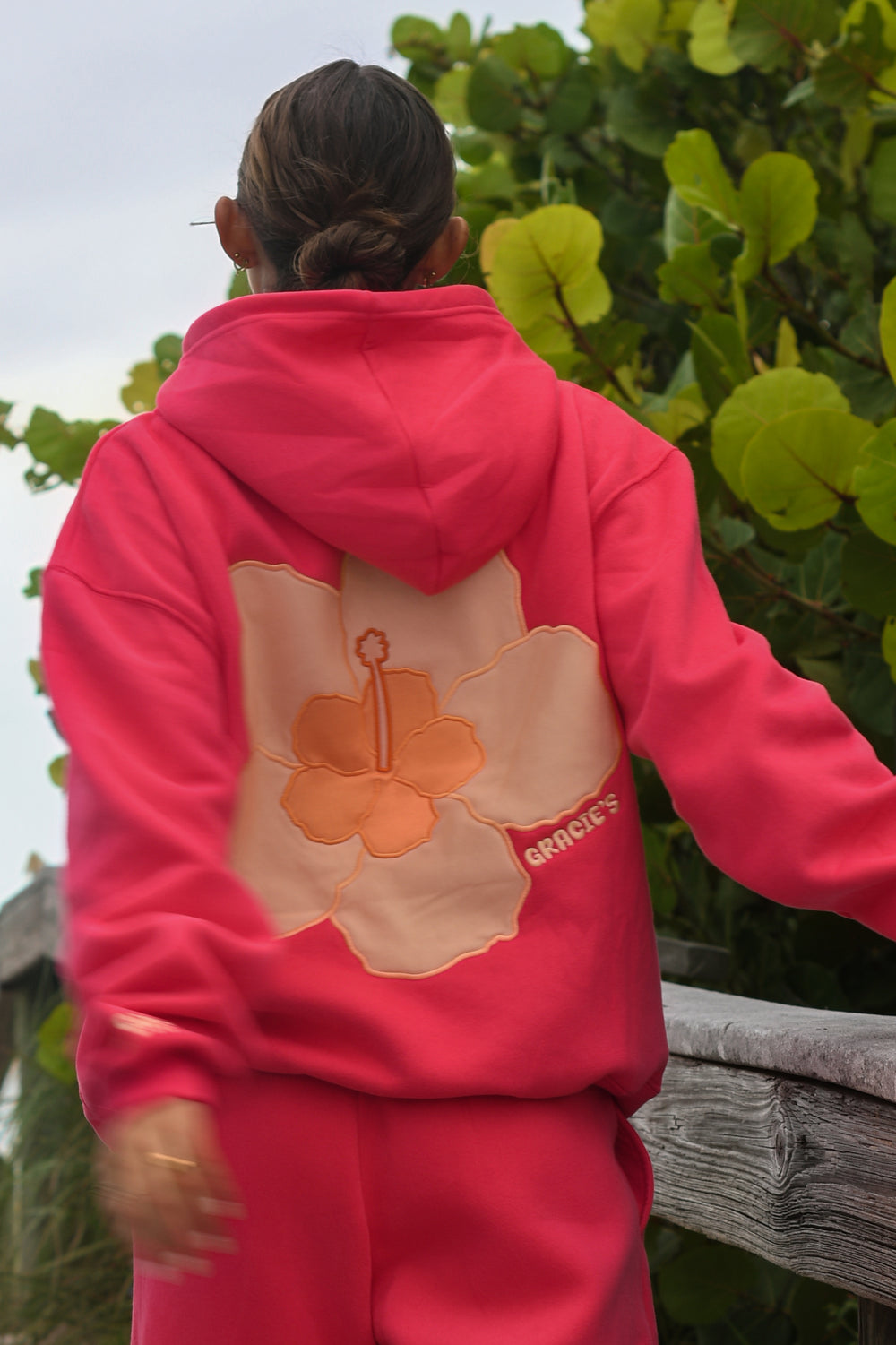Coral Hibiscus Hoodie