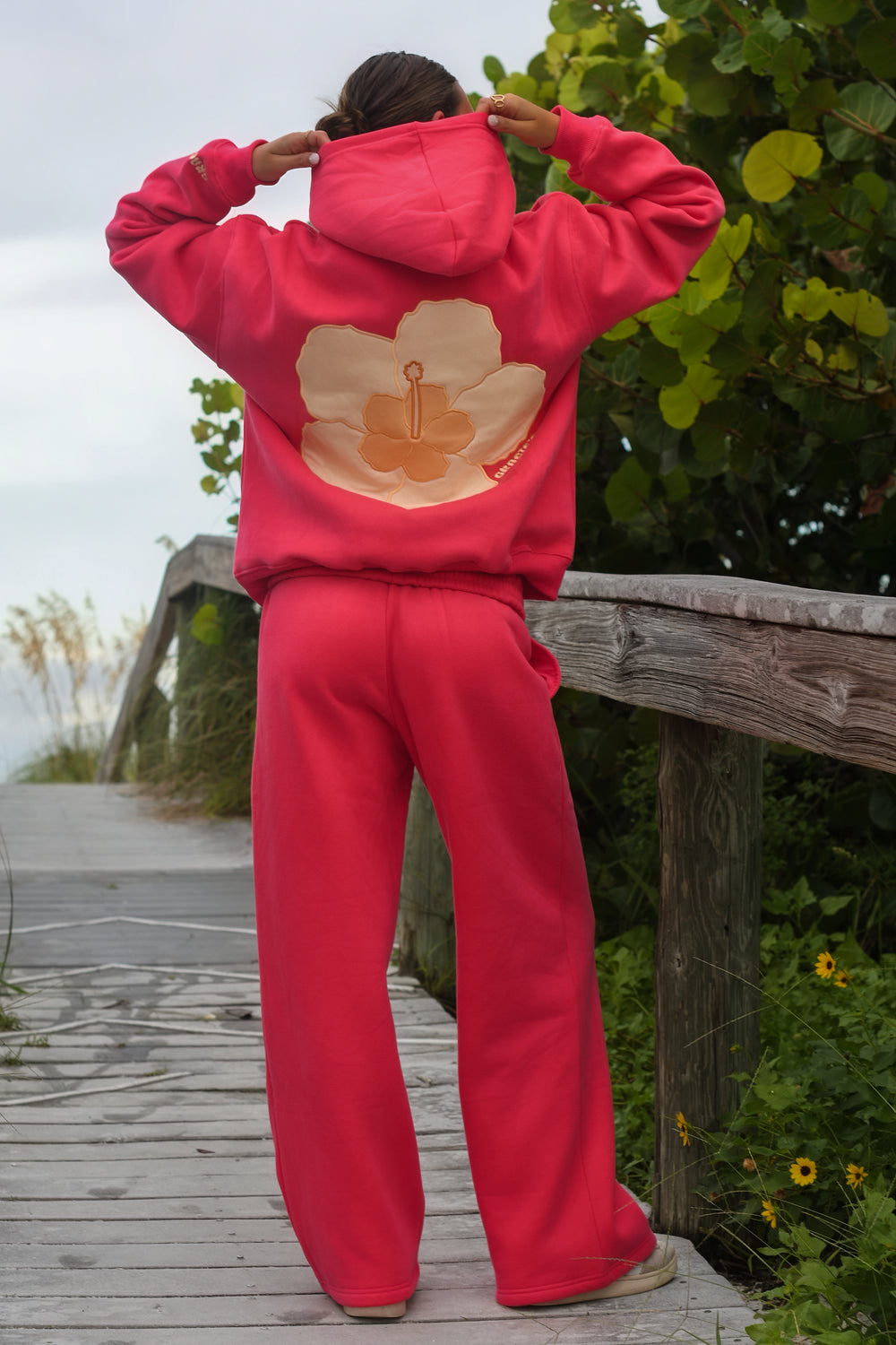 Coral Hibiscus Sweatpants
