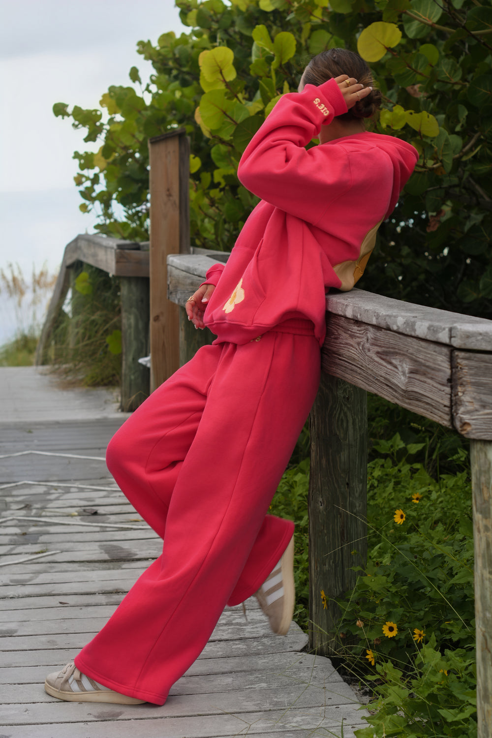 Coral Hibiscus Sweatpants