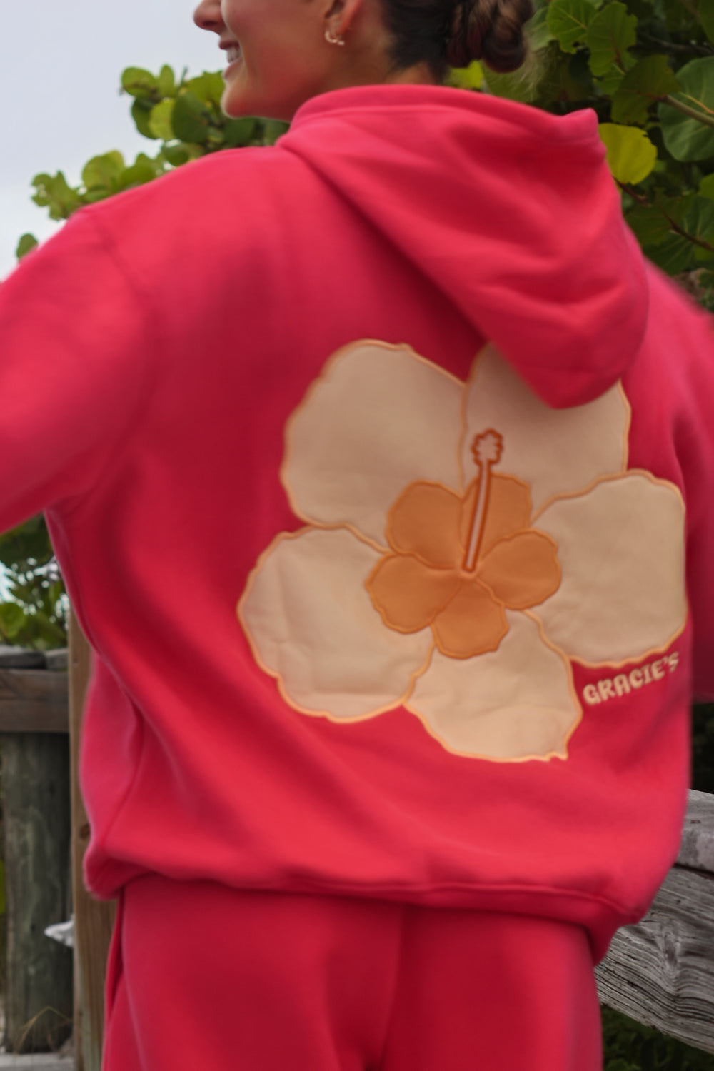 Coral Hibiscus Hoodie