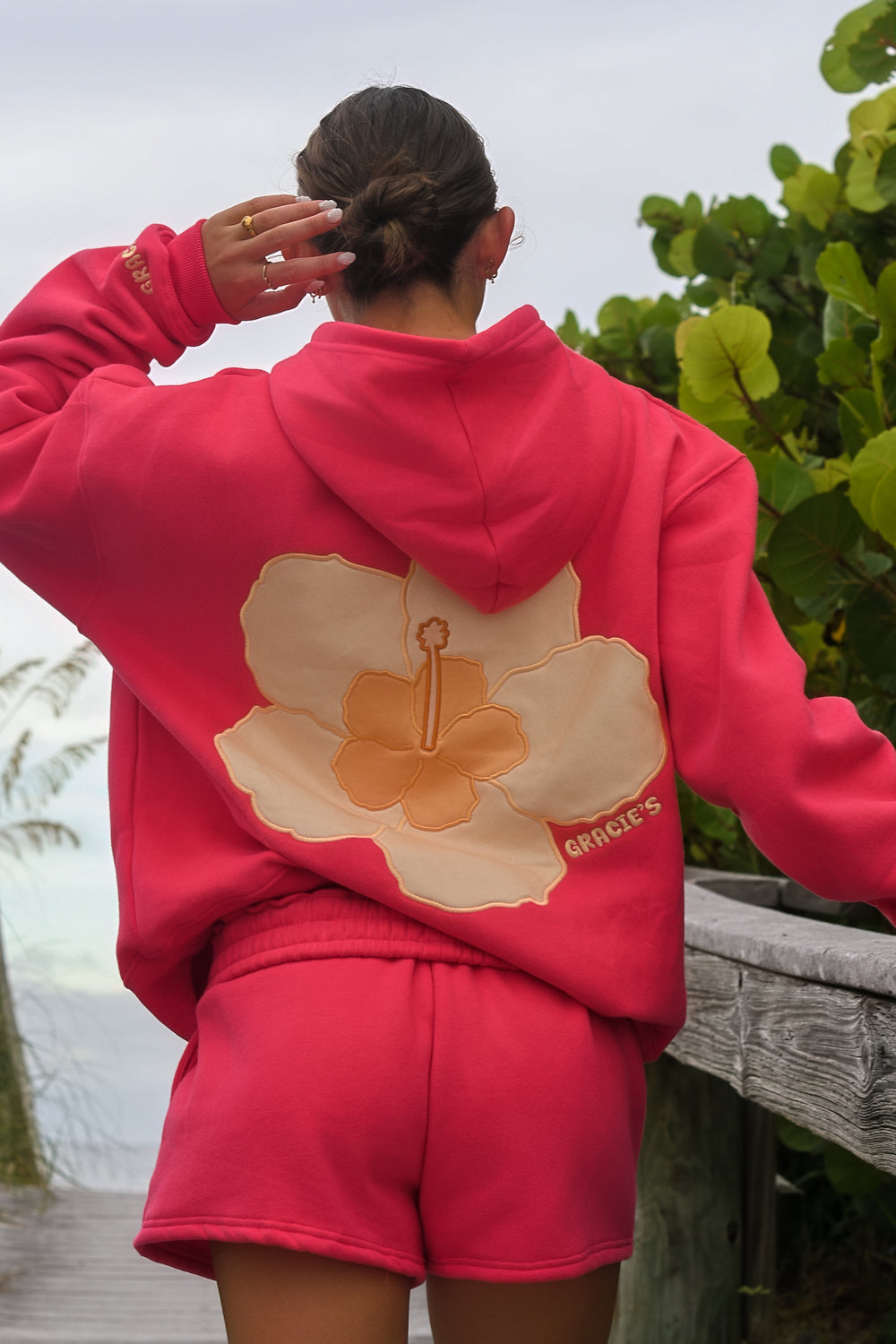 Coral Hibiscus Shorts