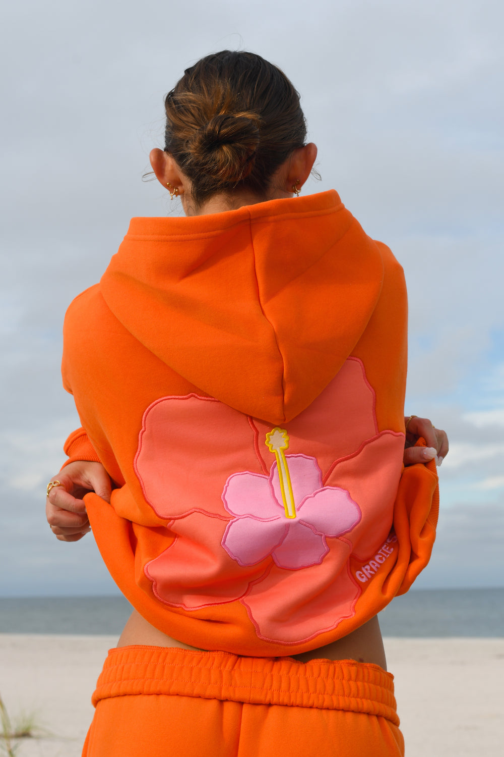 Tangerine Hibiscus Hoodie