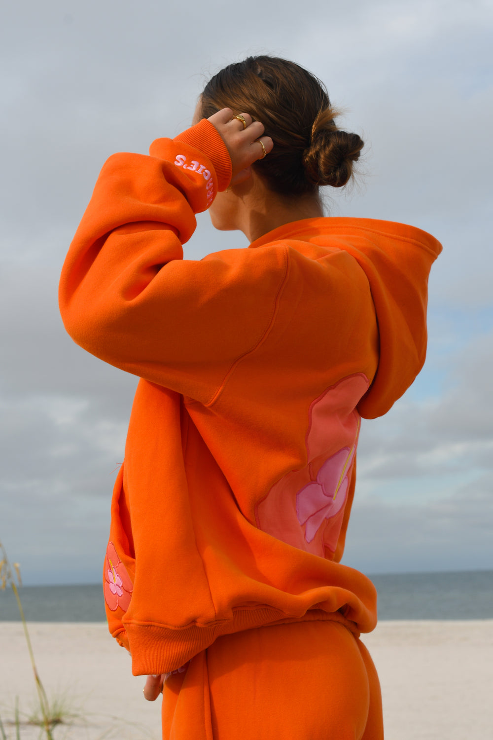 Tangerine Hibiscus Hoodie