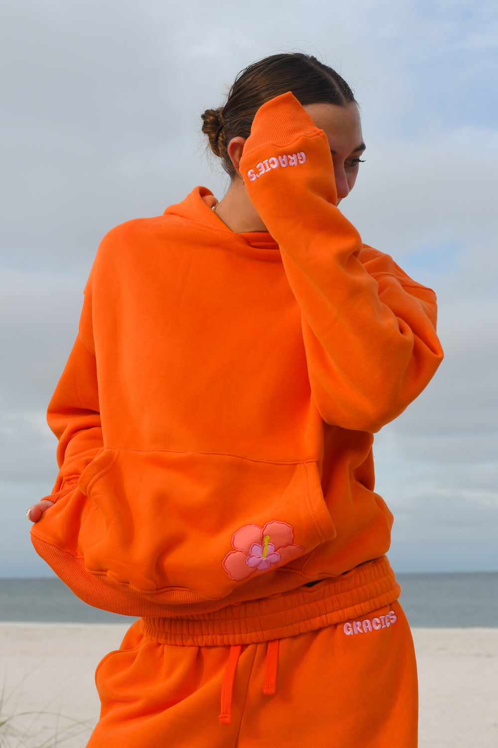 Tangerine Hibiscus Hoodie