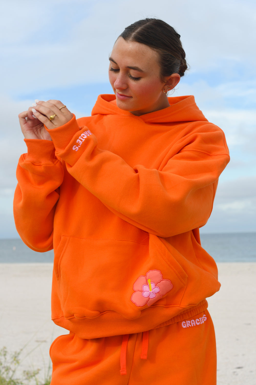 Tangerine Hibiscus Hoodie