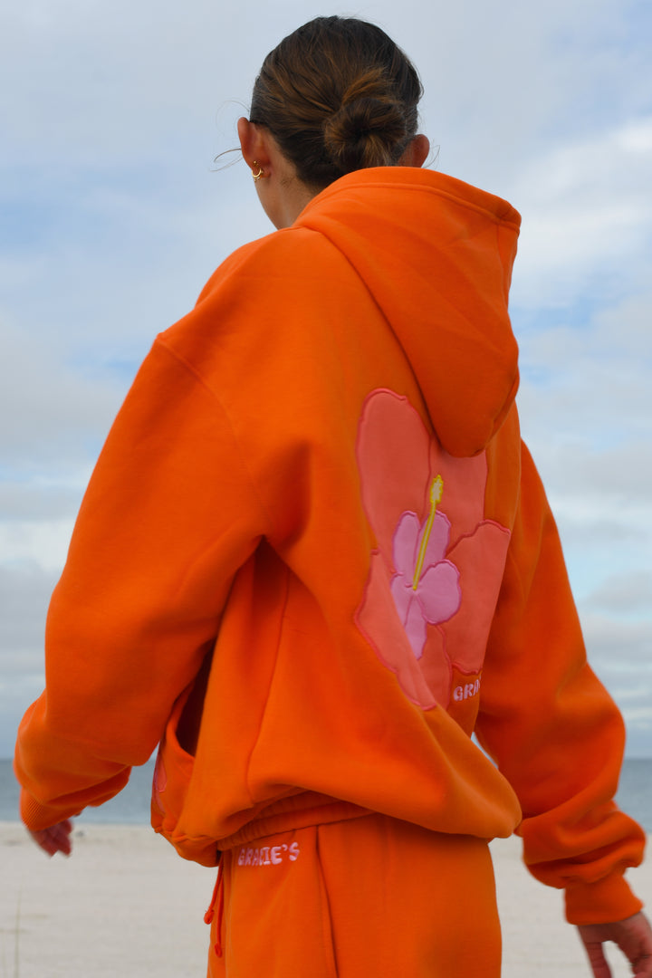 Tangerine Hibiscus Hoodie
