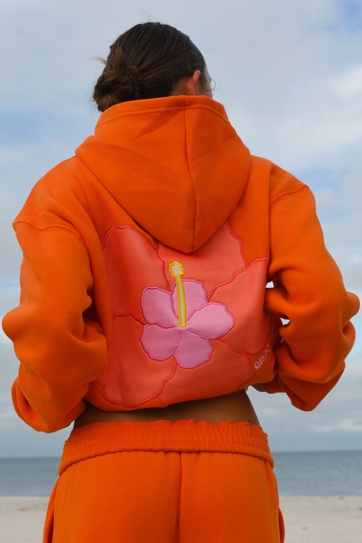 Tangerine Hibiscus Hoodie