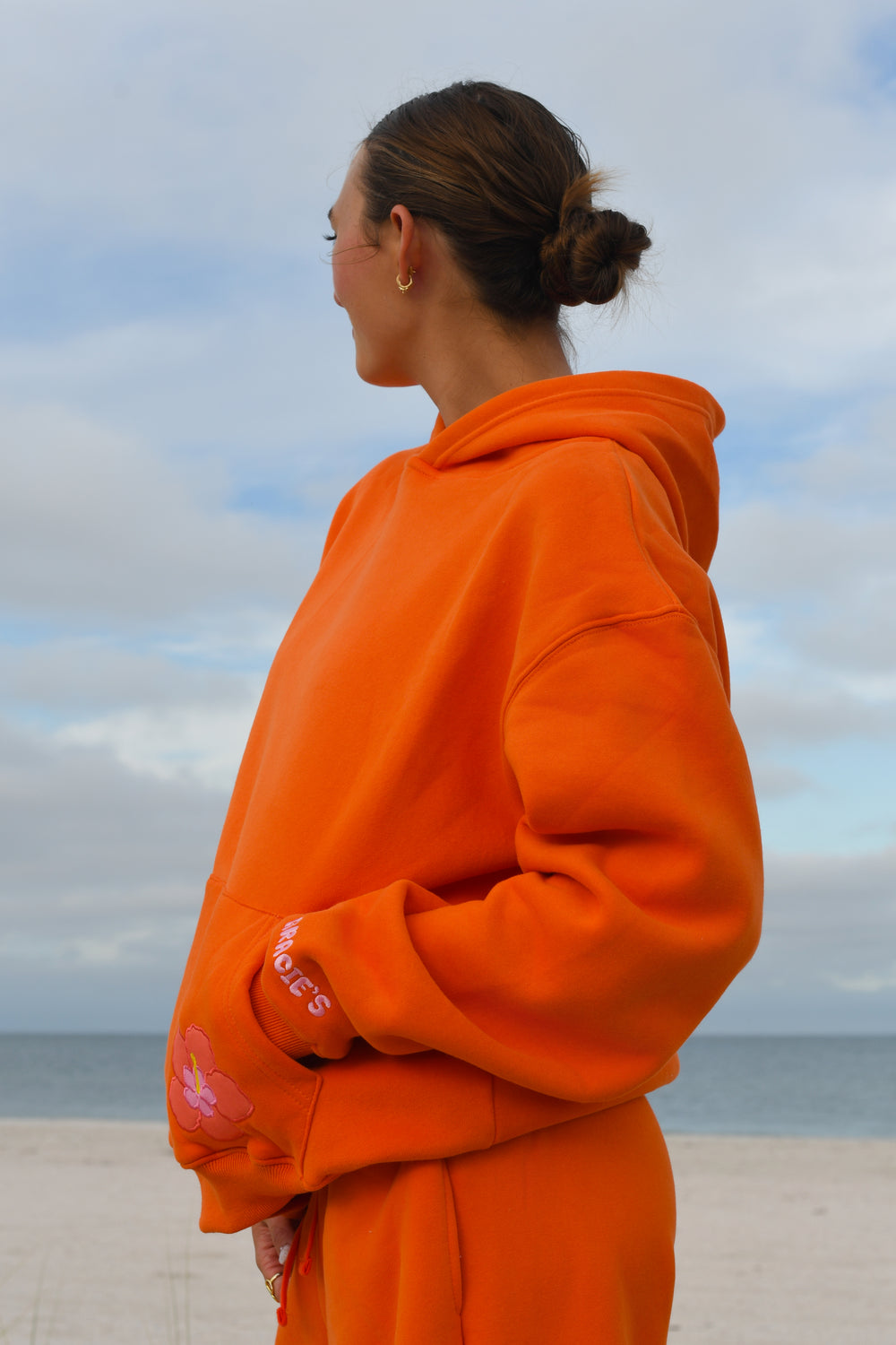 Tangerine Hibiscus Hoodie