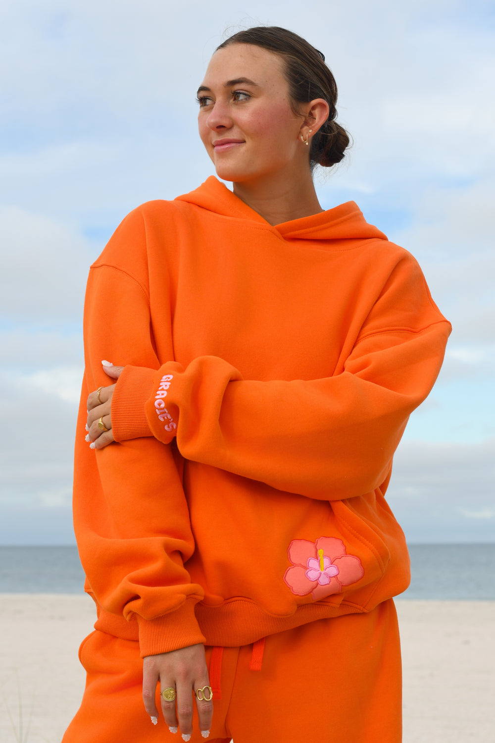 Tangerine Hibiscus Hoodie