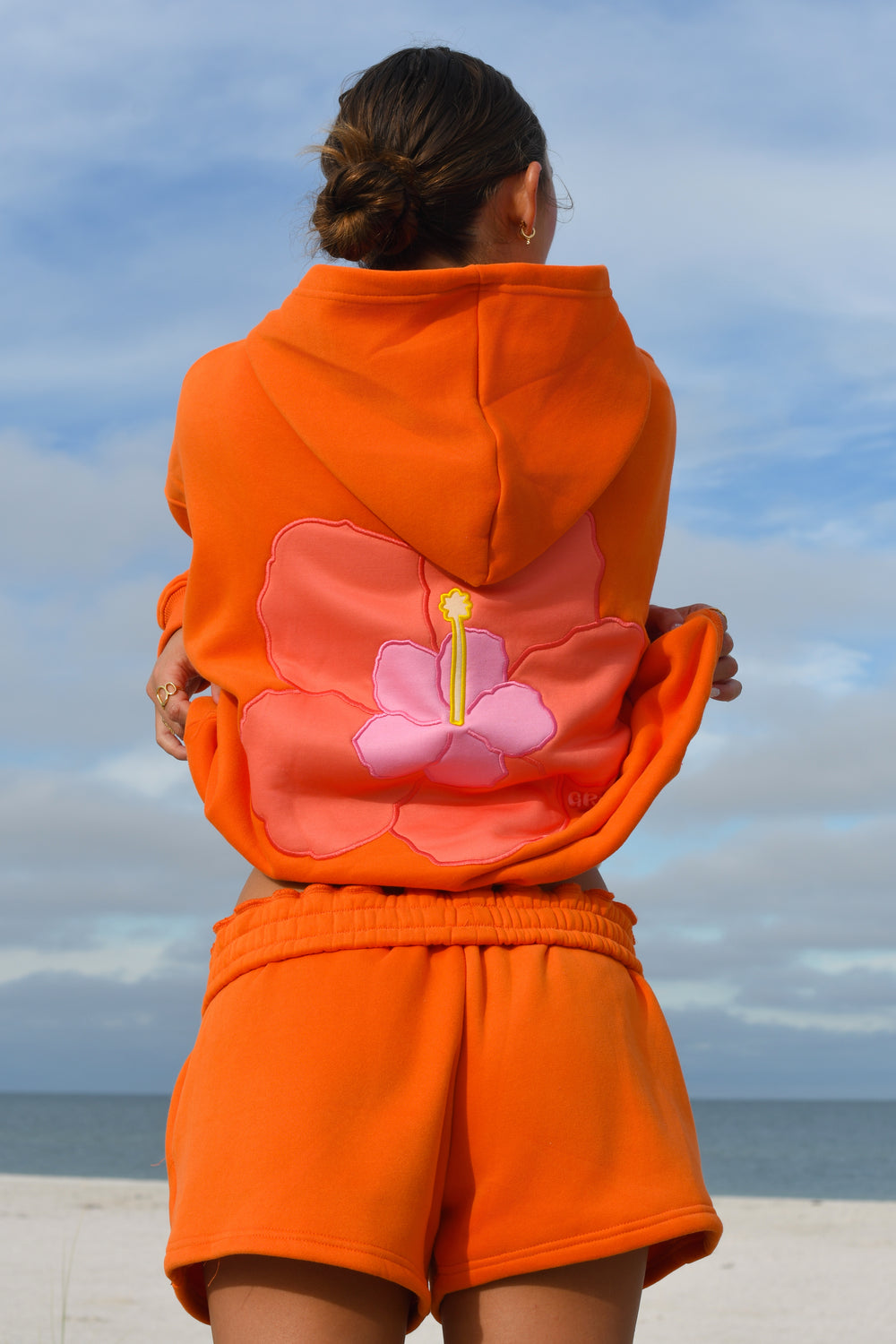 Tangerine Hibiscus Shorts