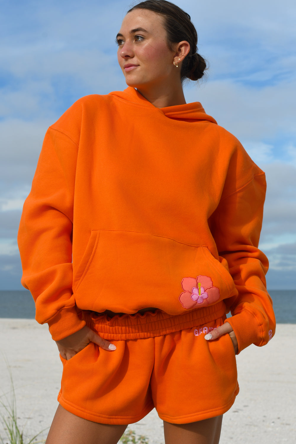 Tangerine Hibiscus Shorts