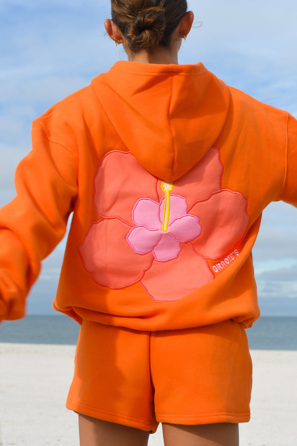 Tangerine Hibiscus Shorts