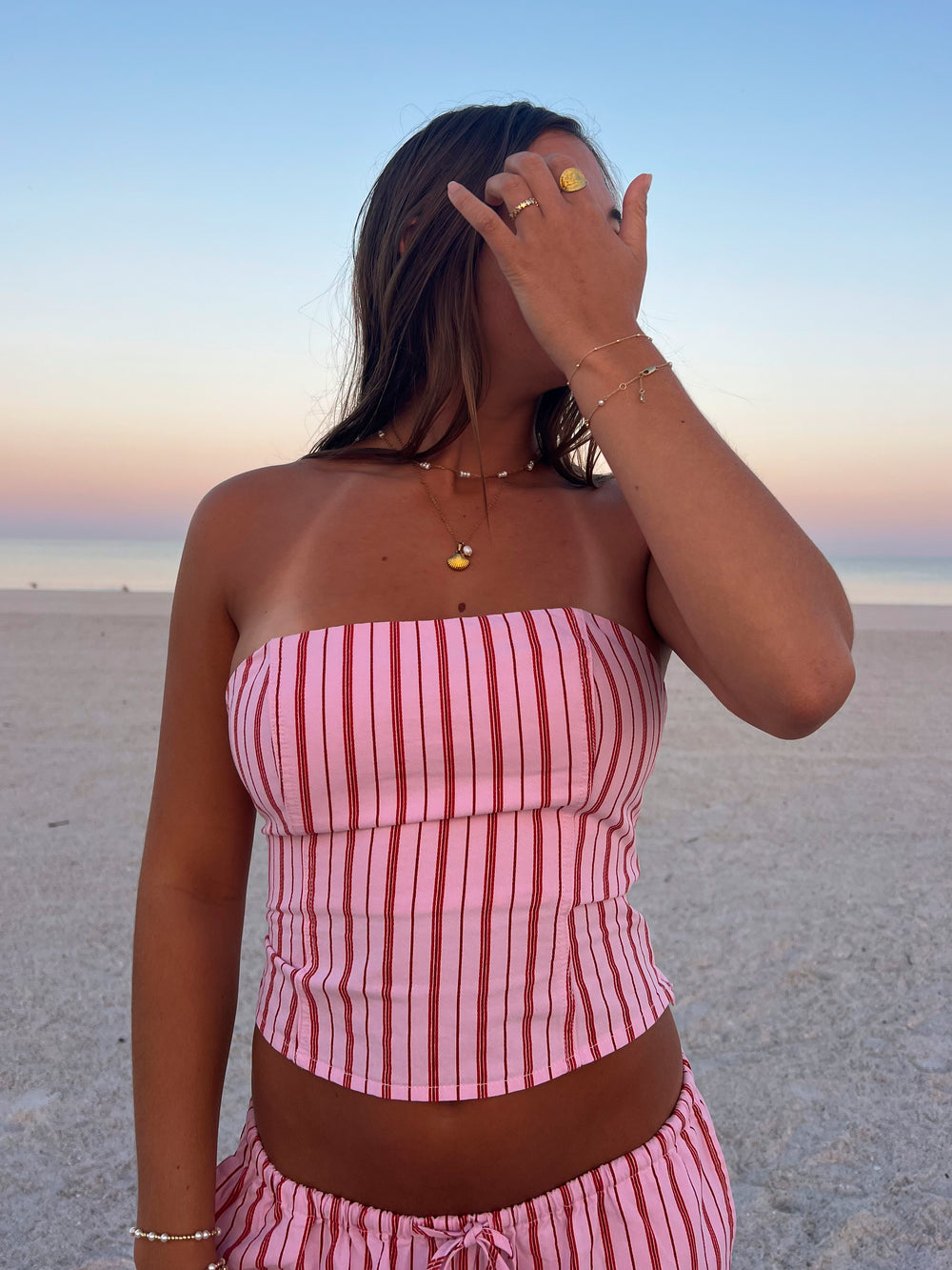 Strawberry Lace Up Tube Top