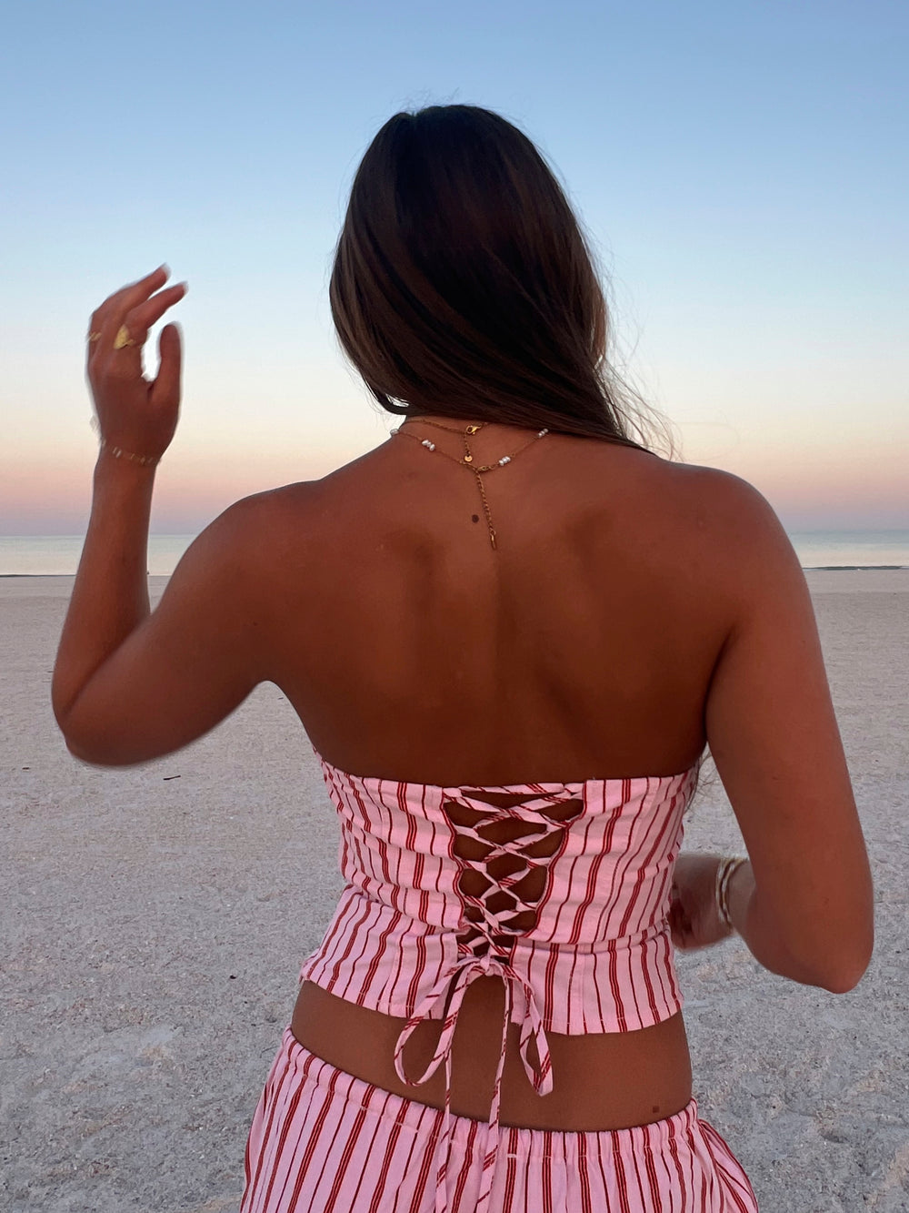 Strawberry Lace Up Tube Top