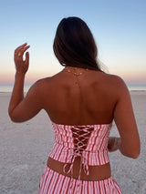 Strawberry Lace Up Tube Top