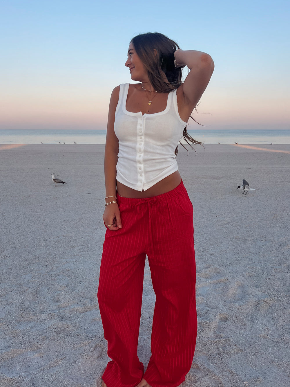 Lobster Pinstriped Straight Leg Pants
