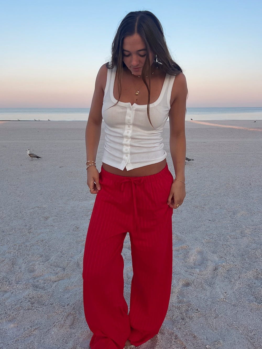 Lobster Pinstriped Straight Leg Pants