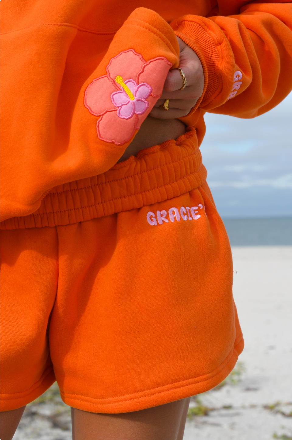 Tangerine Hibiscus Shorts